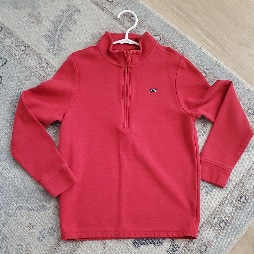 Vineyard Vines Boys Red Saltwater Quarter-Zip Pullover Long SleeveTop SzS (8-10)